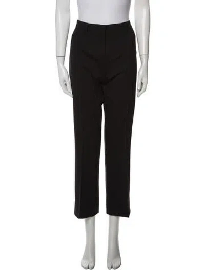 Pre-owned Prada Virgin Wool Straight Leg Pants In Black