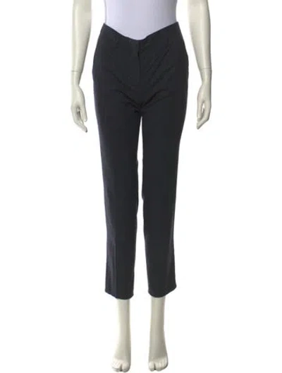 Pre-owned Prada Virgin Wool Straight Leg Pants In Black