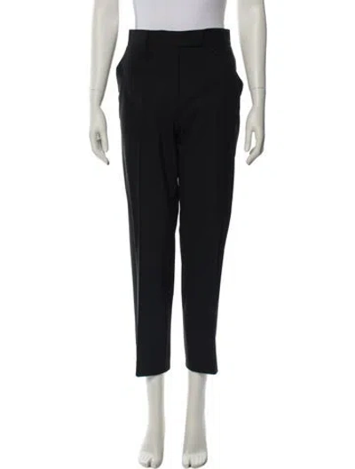 Pre-owned Prada Virgin Wool Straight Leg Pants In Black