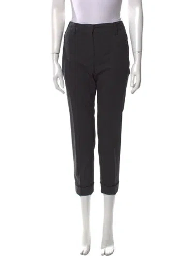 Pre-owned Prada Virgin Wool Straight Leg Pants In Black