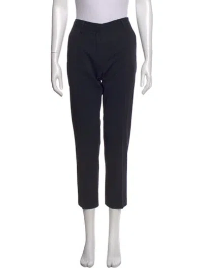 Pre-owned Prada Virgin Wool Straight Leg Pants In Black