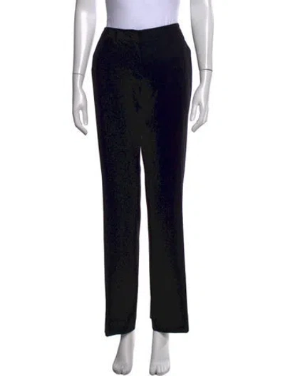 Pre-owned Prada Virgin Wool Straight Leg Pants In Black