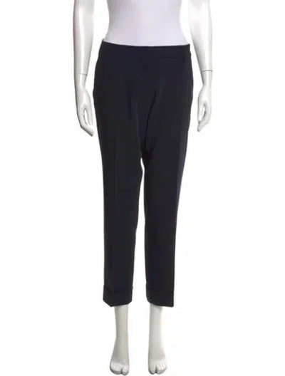 Pre-owned Prada Virgin Wool Straight Leg Pants In Black