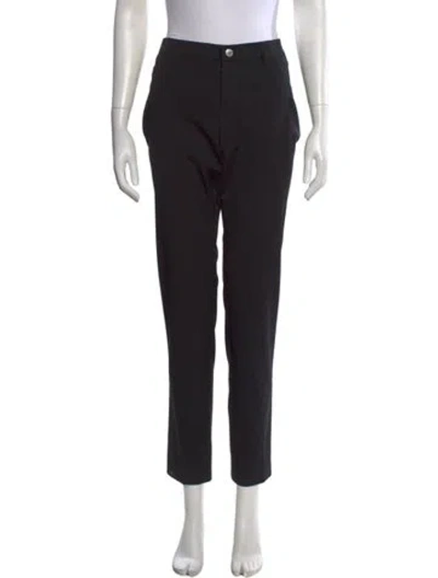 Pre-owned Prada Virgin Wool Straight Leg Pants In Black