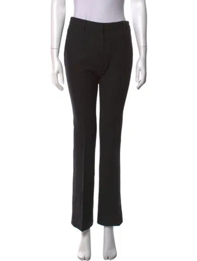 Pre-owned Prada Virgin Wool Straight Leg Pants In Black