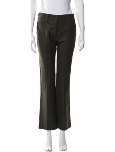 Pre-owned Prada Virgin Wool Straight Leg Pants In Black