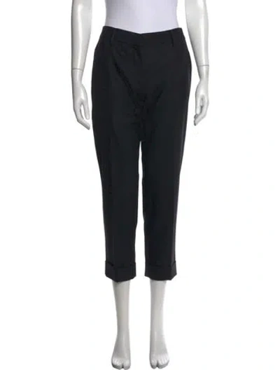 Pre-owned Prada Virgin Wool Straight Leg Pants In Black