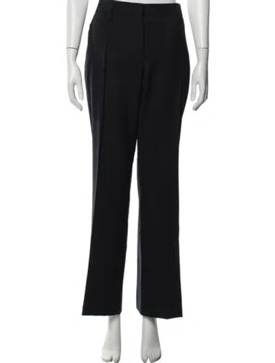 Pre-owned Prada Virgin Wool Straight Leg Pants In Black