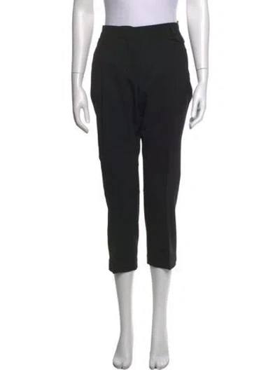 Pre-owned Prada Virgin Wool Straight Leg Pants In Black
