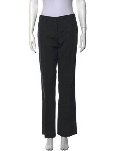 Pre-owned Prada Virgin Wool Straight Leg Pants In Black