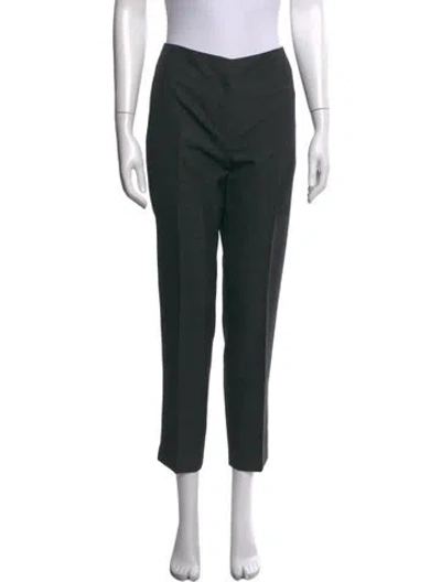 Pre-owned Prada Virgin Wool Straight Leg Pants In Black