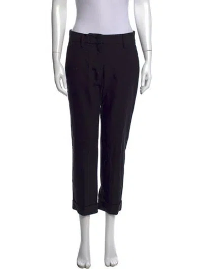 Pre-owned Prada Virgin Wool Straight Leg Pants In Black