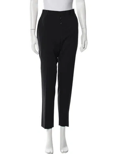 Pre-owned Prada Virgin Wool Straight Leg Pants In Black
