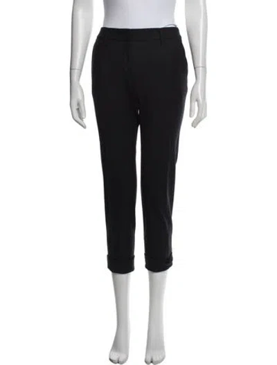 Pre-owned Prada Virgin Wool Straight Leg Pants In Black