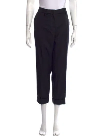 Pre-owned Prada Virgin Wool Straight Leg Pants In Black