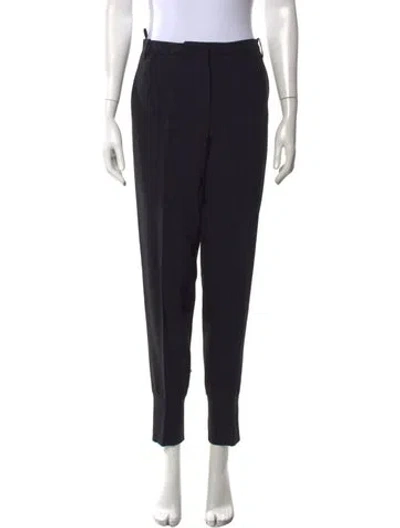Pre-owned Prada Virgin Wool Straight Leg Pants In Black