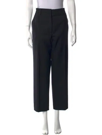 Pre-owned Prada Virgin Wool Straight Leg Pants In Black