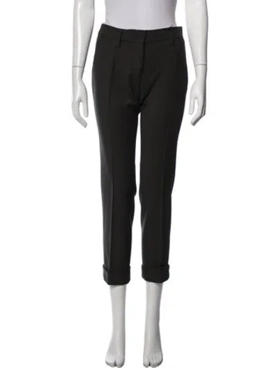 Pre-owned Prada Virgin Wool Straight Leg Pants In Black