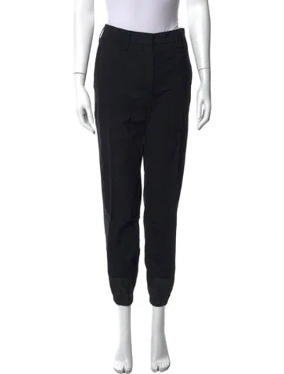 Pre-owned Prada Virgin Wool Straight Leg Pants In Black