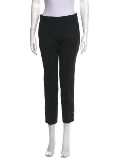 Pre-owned Prada Virgin Wool Straight Leg Pants In Black