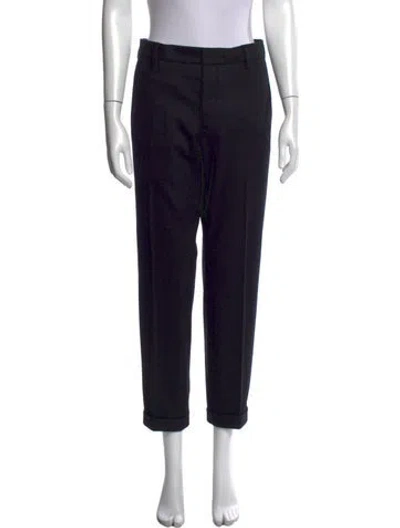 Pre-owned Prada Virgin Wool Straight Leg Pants In Black