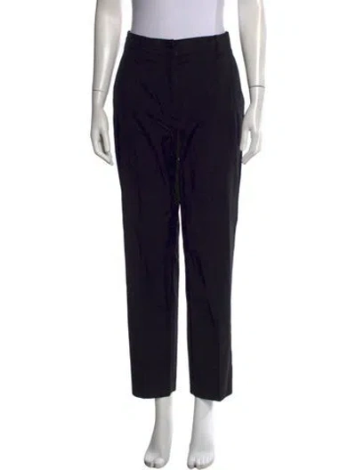 Pre-owned Prada Virgin Wool Straight Leg Pants In Black