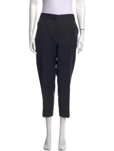 Pre-owned Prada Virgin Wool Straight Leg Pants In Black