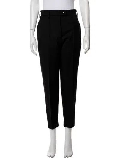 Pre-owned Prada Virgin Wool Straight Leg Pants In Black