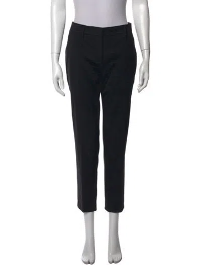 Pre-owned Prada Virgin Wool Straight Leg Pants In Black