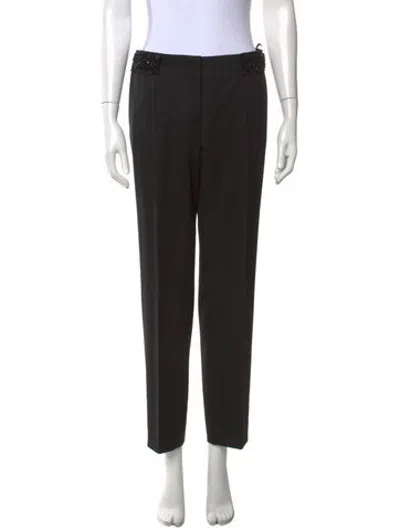 Pre-owned Prada Virgin Wool Straight Leg Pants In Black