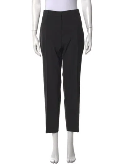 Pre-owned Prada Virgin Wool Straight Leg Pants In Black