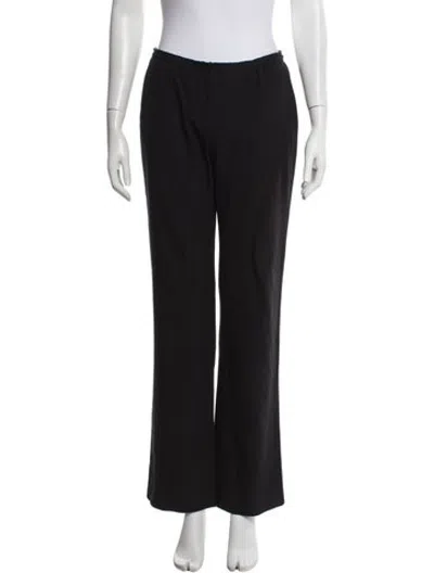 Pre-owned Prada Virgin Wool Straight Leg Pants In Black
