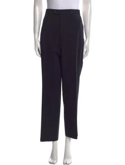 Pre-owned Prada Virgin Wool Straight Leg Pants In Blue