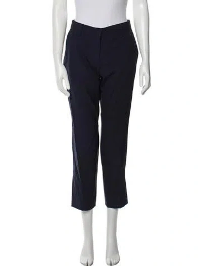 Pre-owned Prada Virgin Wool Straight Leg Pants In Blue