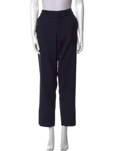 Pre-owned Prada Virgin Wool Straight Leg Pants In Blue