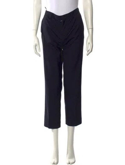 Pre-owned Prada Virgin Wool Straight Leg Pants In Blue