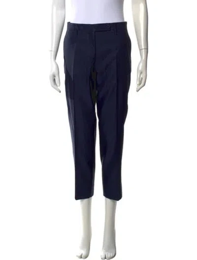 Pre-owned Prada Virgin Wool Straight Leg Pants In Blue