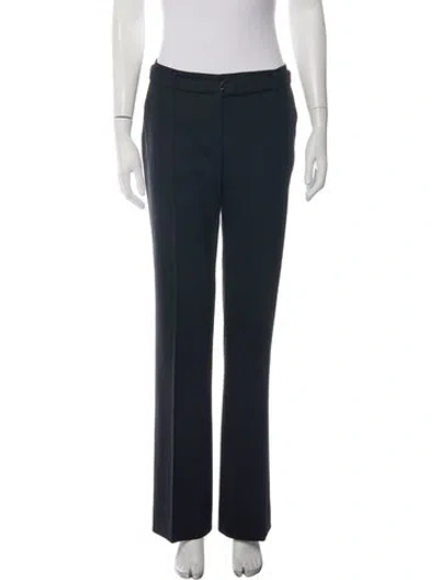 Pre-owned Prada Virgin Wool Straight Leg Pants In Blue