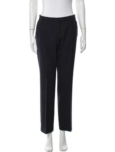 Pre-owned Prada Virgin Wool Straight Leg Pants In Blue