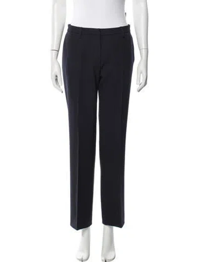 Pre-owned Prada Virgin Wool Straight Leg Pants In Blue