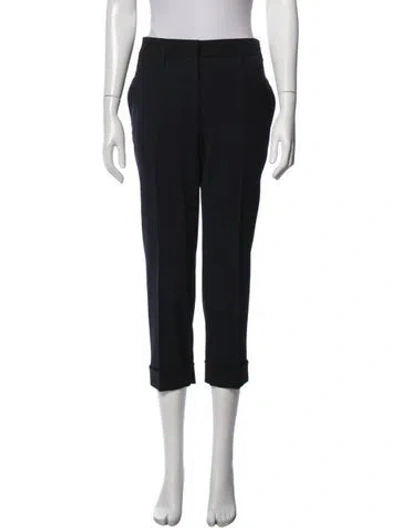 Pre-owned Prada Virgin Wool Straight Leg Pants In Blue