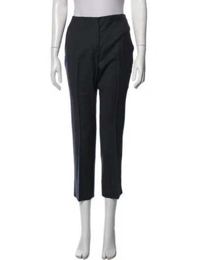 Pre-owned Prada Virgin Wool Straight Leg Pants In Blue