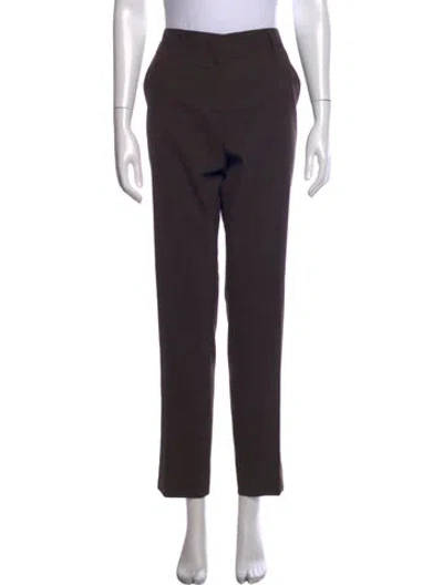 Pre-owned Prada Virgin Wool Straight Leg Pants In Brown