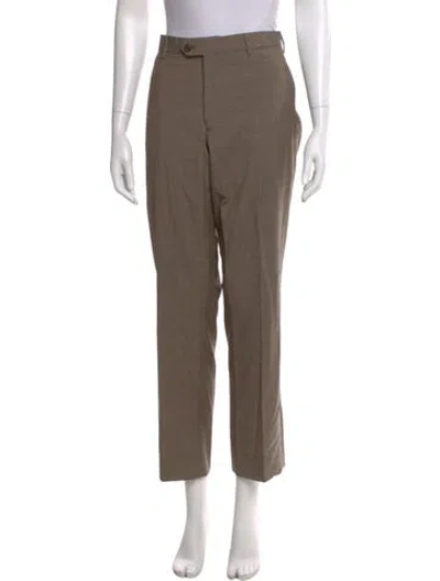 Pre-owned Prada Virgin Wool Straight Leg Pants In Brown