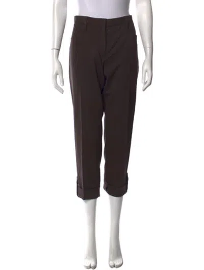 Pre-owned Prada Virgin Wool Straight Leg Pants In Brown