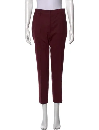 Pre-owned Prada Virgin Wool Straight Leg Pants In Burgundy