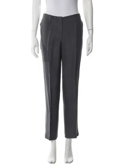 Pre-owned Prada Virgin Wool Straight Leg Pants In Gray