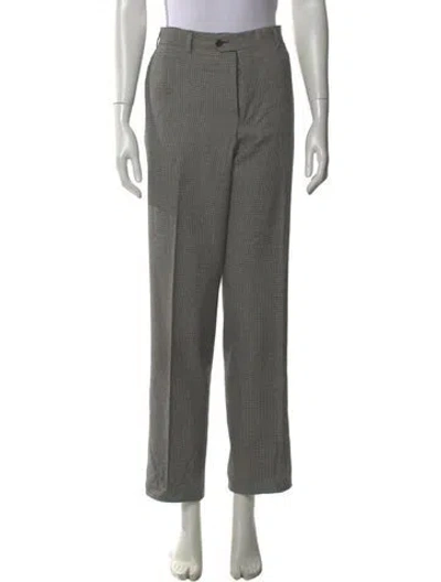Pre-owned Prada Virgin Wool Straight Leg Pants In Gray