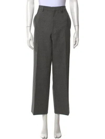 Pre-owned Prada Virgin Wool Straight Leg Pants In Gray