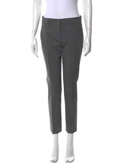 Pre-owned Prada Virgin Wool Straight Leg Pants In Grey
